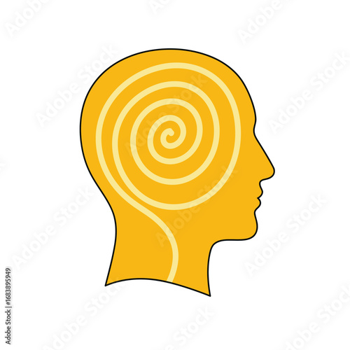 Abstract illustration of human mind with intricate spiral pattern depicting complex thought processes and introspection