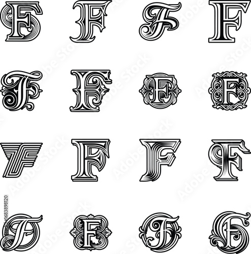 Collection of Glyph Style Letter F Logos 

