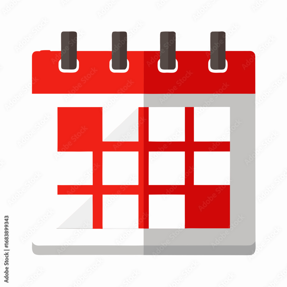 Obraz premium Flat design calendar icon red and white scalable vector illustration for planning and scheduling