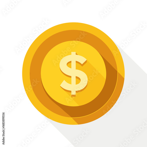 Flat design gold coin with dollar symbol vector illustration scalable icon for finance and business