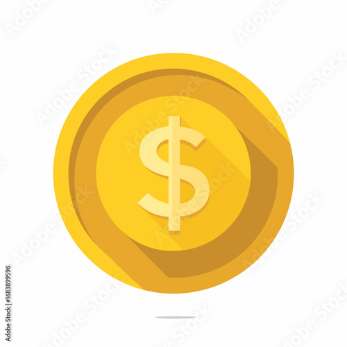 Flat design gold coin vector illustration with dollar symbol scalable eps icon