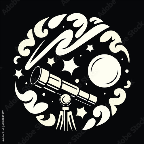 Vintage Celestial Telescope Design for Space Exploration and Science Enthusiasts Astronomy Gift
