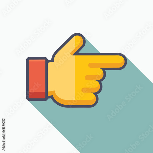 Flat design vector illustration of a pointing index finger icon for directional cues