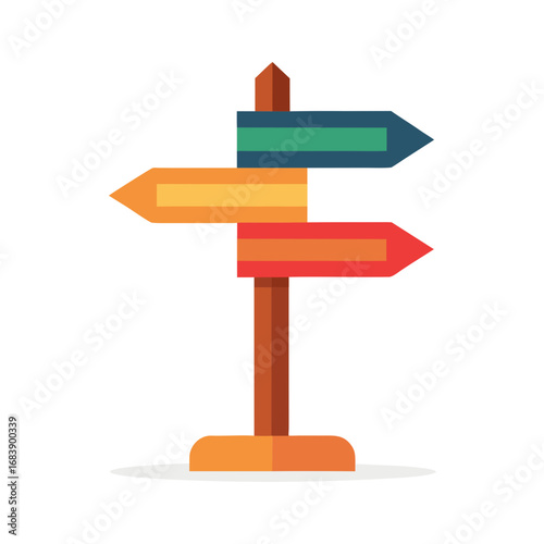Flat design vector signpost with multiple directional arrows illustration