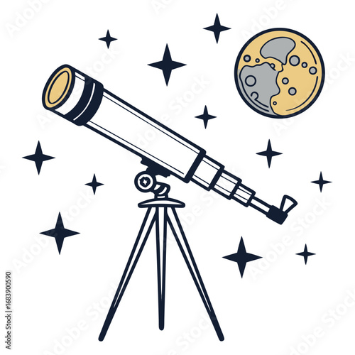 Astronomy Adventure A Telescope Gazing at the Moon and Stars Science T-shirt Design