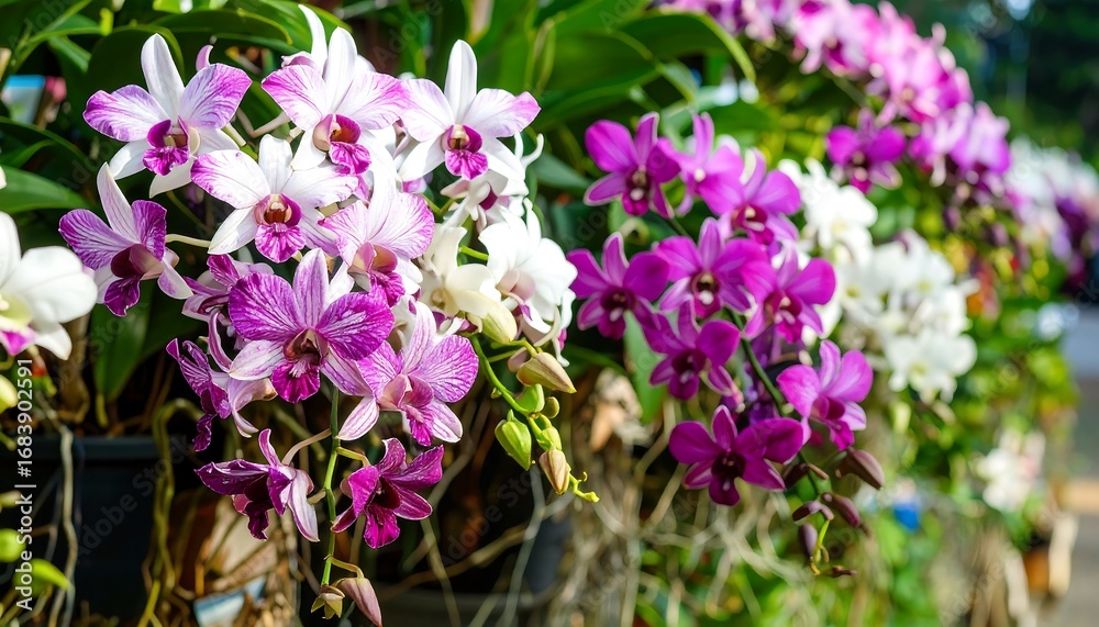 Obraz premium Vibrant orchid blossoms in various shades