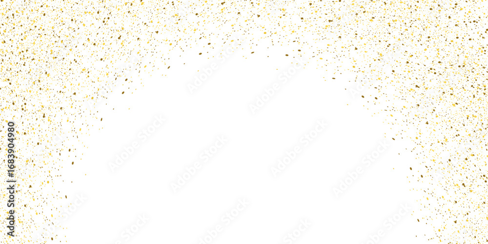 Obraz premium Golden glittering dust particles on white background. Shining falling lights of golden dust. Abstract luxury golden confetti border. 