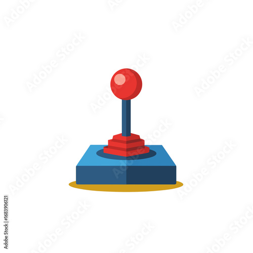 Arcade Joystick Flat Vector Illustration, Retro Gaming Console, Video Game Control Clipart