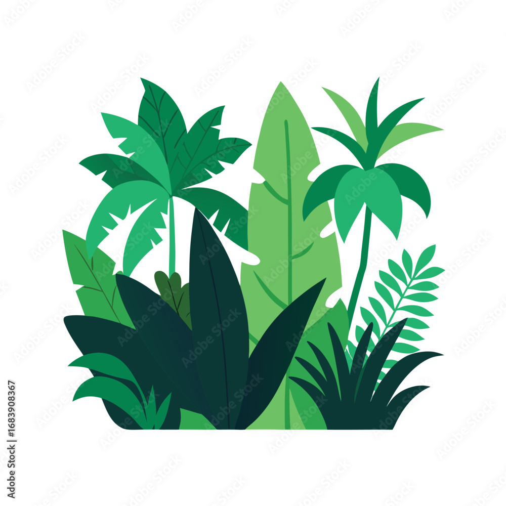 Fototapeta premium Dense Rainforest Foliage Vector Illustration 