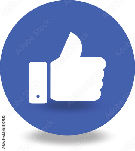 Blue Thumbs Up Like Icon Vector in Circle Button Style