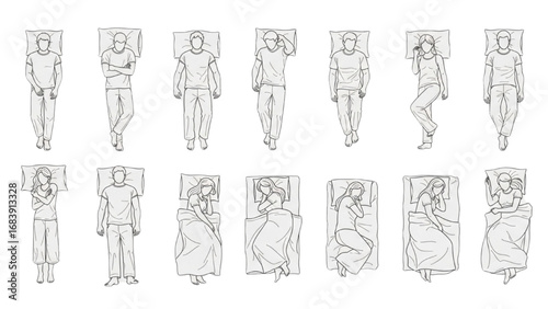 CAD People Sleeping Top View | Men and Women Vector Symbols for Architecture and Landscape Design