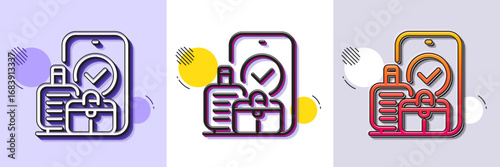 Carry-on baggage line icon. Halftone dotted pattern. Gradient icon with grain shadow. Travel handbag sign. Allowed luggage bag symbol. Line carry-on baggage icon. Various designs. Vector