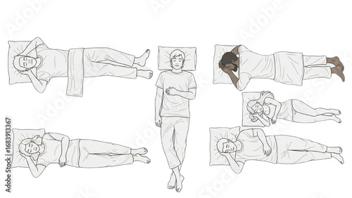 CAD People Sleeping Top View | Men and Women Vector Symbols for Architecture and Landscape Design