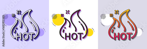Hot sale line icon. Halftone dotted pattern. Gradient icon with grain shadow. Shopping flame sign. Clearance symbol. Line hot sale icon. Various designs. Vector