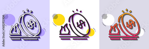 Gas price line icon. Halftone dotted pattern. Gradient icon with grain shadow. Fuel tax sign. LPG rate symbol. Line gas price icon. Various designs. Vector