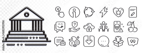Ranking star, Power and Inclusion line icons for web app. Glare of light effect. Message icon. Pack of Load document, Cyber attack, Reject click pictogram icons. Vector