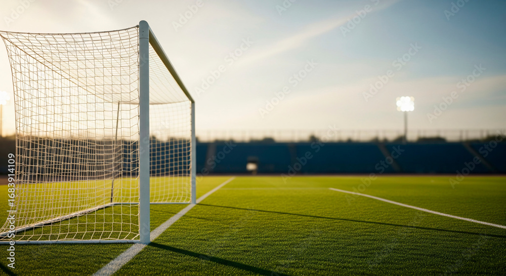 Fototapeta premium Soccer Goal on Green Field