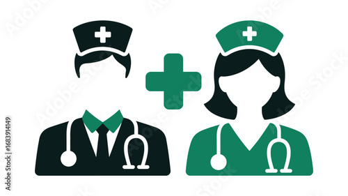 Doctor and nurse illustration representing healthcare teamwork and medical profession