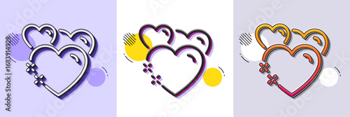 Heart line icon. Halftone dotted pattern. Gradient icon with grain shadow. Love emotion sign. Valentine day symbol. Line heart icon. Various designs. Vector