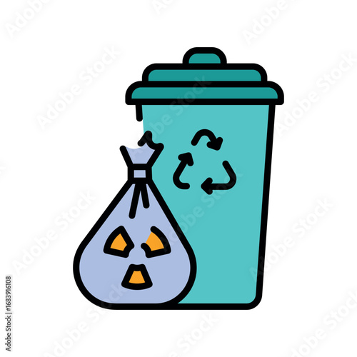 pesticide disposal black line icon for digital and print projects.
