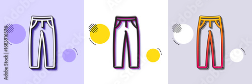 Pants line icon. Halftone dotted pattern. Gradient icon with grain shadow. Trousers wear sign. Fabric jeans symbol. Line pants icon. Various designs. Vector
