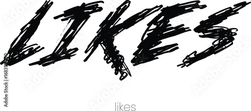 Handwritten Likes Text in Scribble Style Black Marker Typography