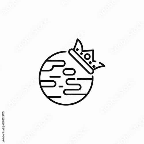 planet with crown icon sign vector