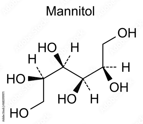 Chemical structure of mannitol, drug substance