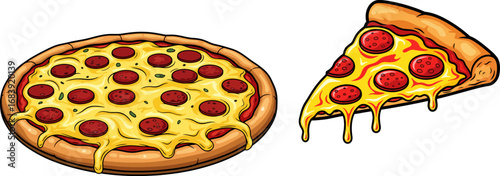 Cartoon Melted Pizza Slice Vector Illustration