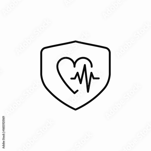 shield health insurance health protection heart ecg icon sign vector