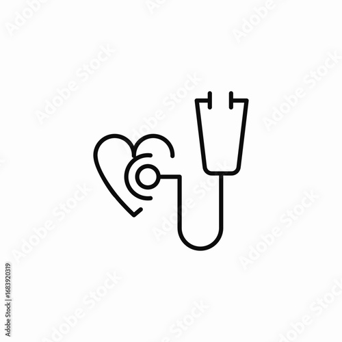 stethoscope with heart cardiology icon sign vector
