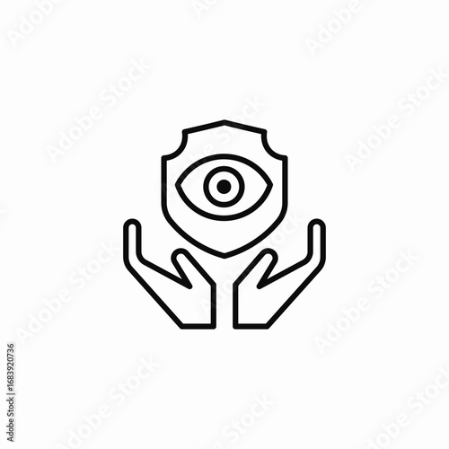 two open hands and shield with eye vision protection ophthalmic insurance eye health care icon sign vector