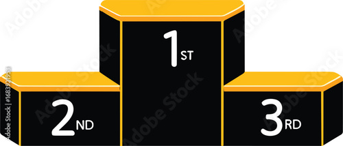 a black and gold winners podium vector illustration, first second third place platform,