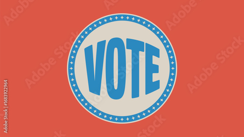 Retro vote graphic with stars encourages civic participation in democratic elections