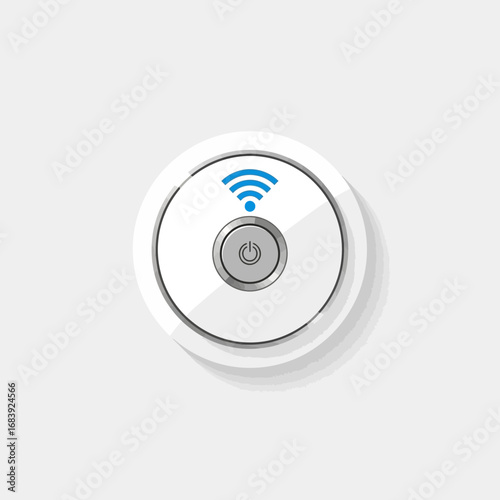 White smart home device with wifi symbol on a white background.