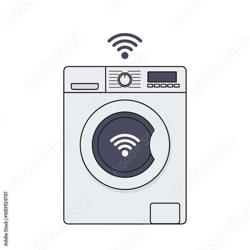 A smart washing machine with wifi signals.