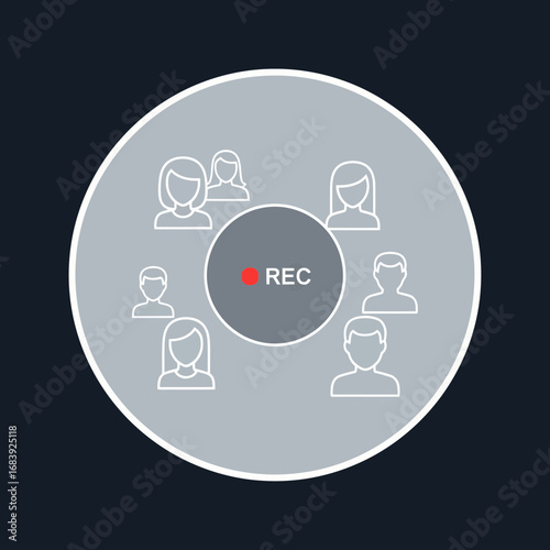 People icons gathered around a recording indicator.