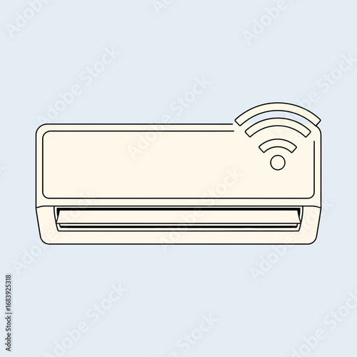 A white air conditioner unit with wifi signal icon.