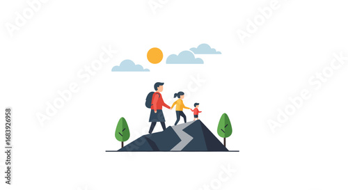 Empowering Family Growth: Parents and Children Conquering Challenges Together, Symbolizing Support and Shared Milestones
