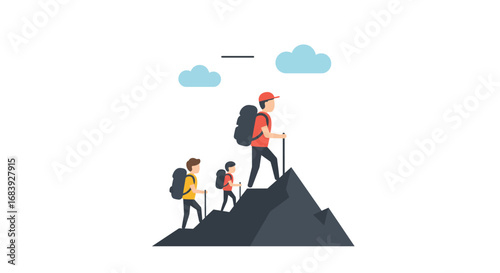 Navigating the Ascent: Determined Team or Family Achieving Milestones Towards Ambitious Goals
