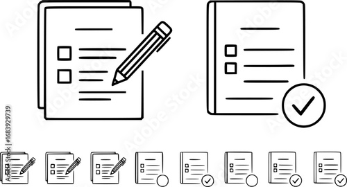 set of report card outline icon vector
