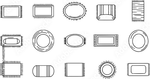 set of rug on floor outline icon vector
