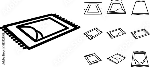set of rug on floor outline icon vector
