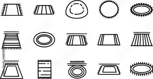 set of rug on floor outline icon vector
