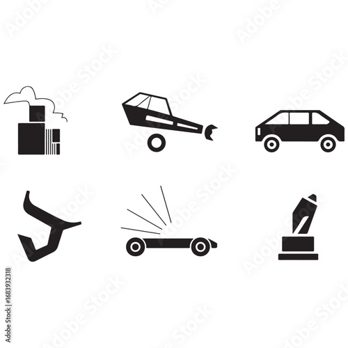 Travel transportation icons set with various vehicles like cars, buses, and trucks