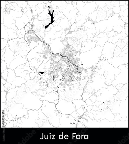 Juiz de Fora city map, Brazil - Topographic vector map poster