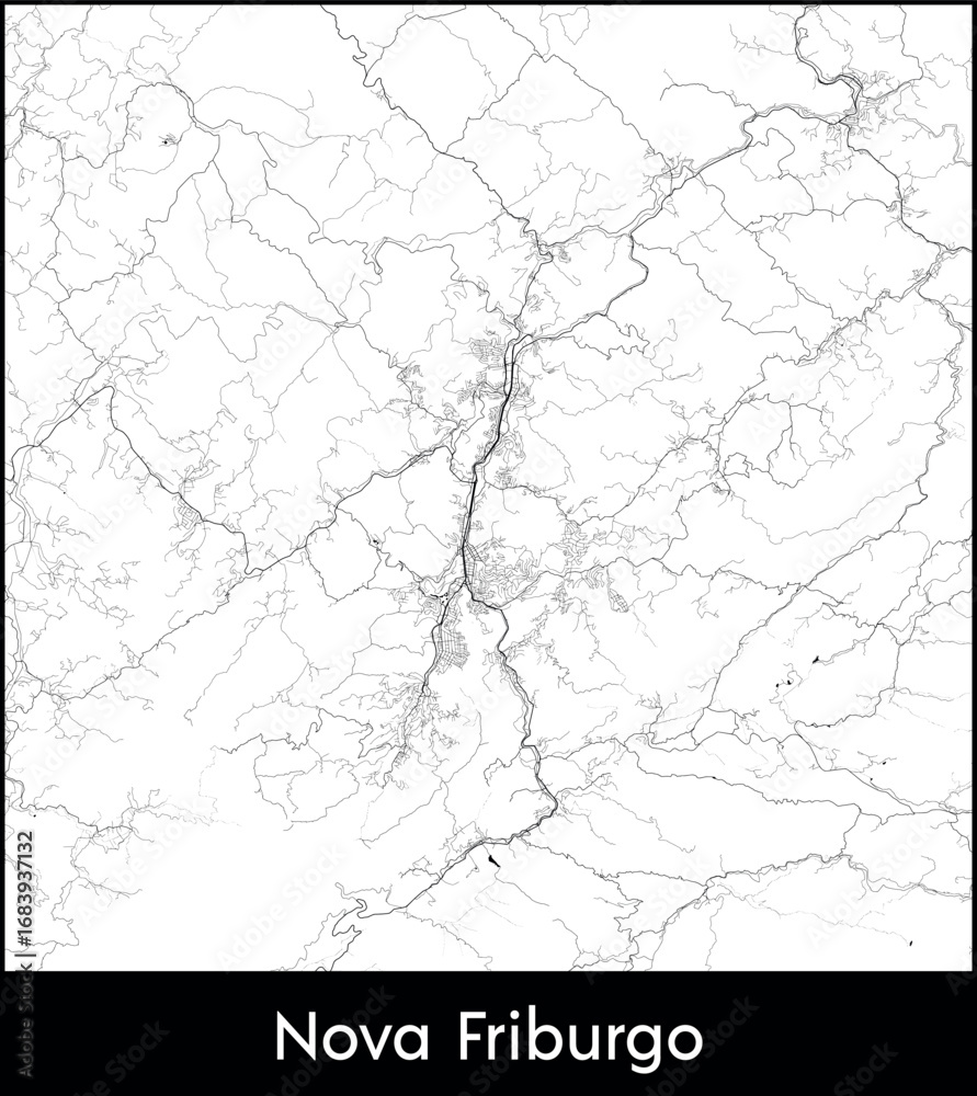 Fototapeta premium Nova Friburgo city map, Brazil - Topographic vector map poster