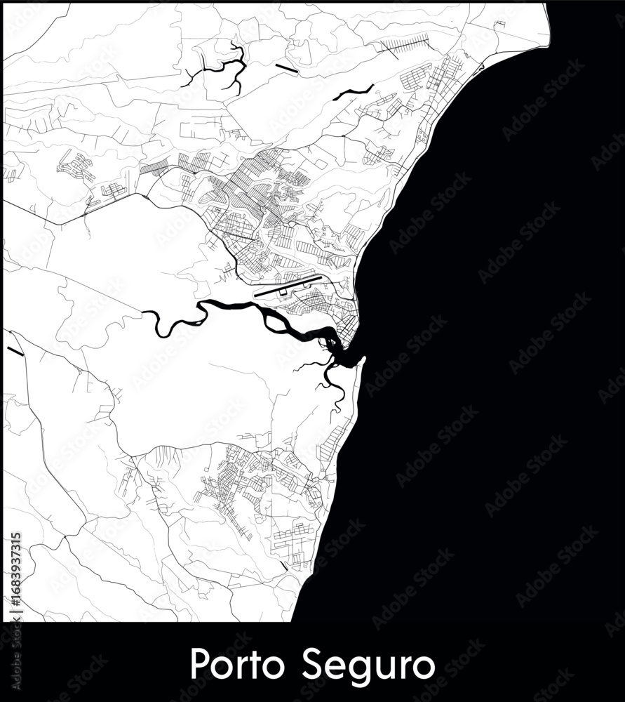Fototapeta premium Porto Seguro city map, Brazil - Topographic vector map poster