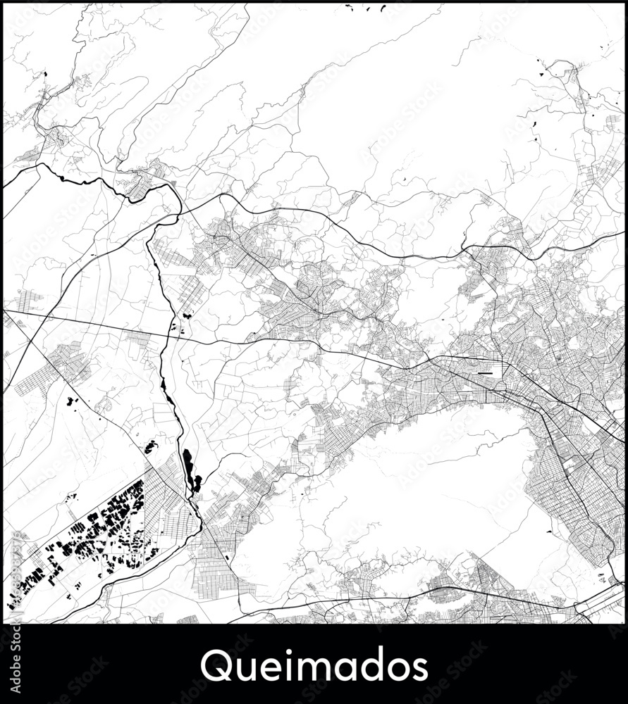 Queimados city map, Brazil - Topographic vector map poster
