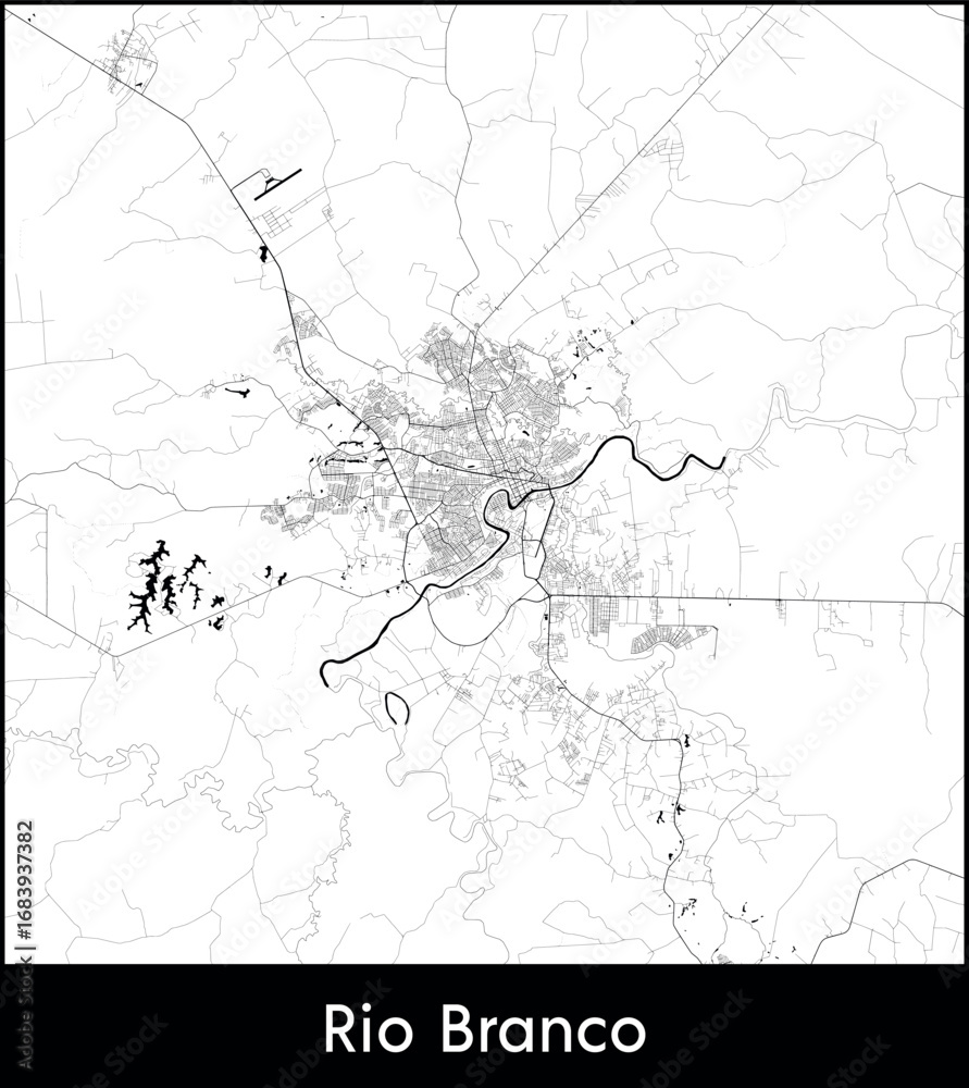 Fototapeta premium Rio Branco city map, Brazil - Topographic vector map poster